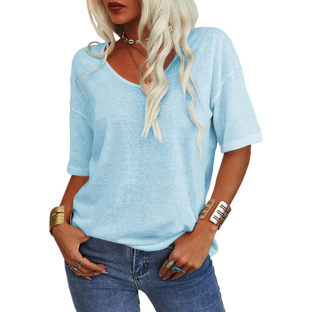 Liora V-Neck Cotton Basic Tee