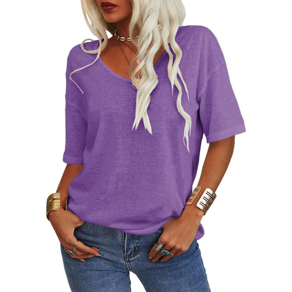 Liora V-Neck Cotton Basic Tee