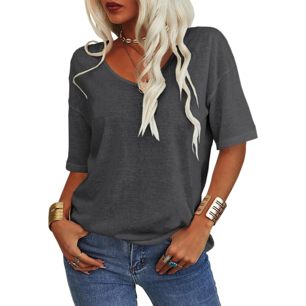 Liora V-Neck Cotton Basic Tee