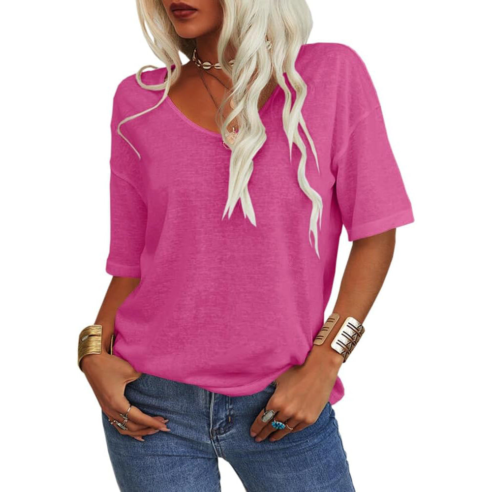 Liora V-Neck Cotton Basic Tee