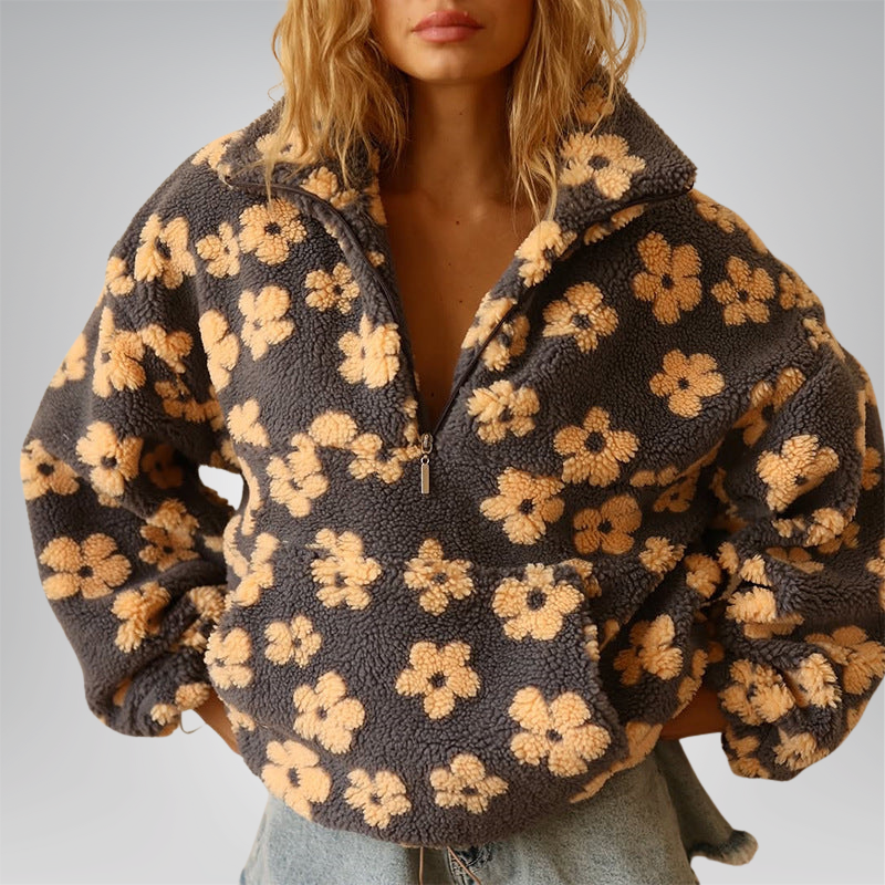 Leo Melbourne™ | Warm Fleece Sweater with Floral Print