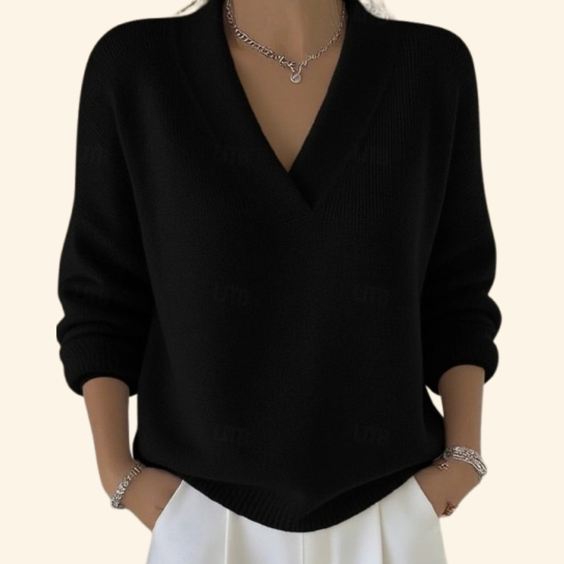 Taleena - V-Neck Pullover with Long Sleeves