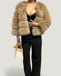 Faux Fur Coat Beige Short
