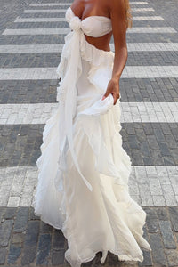 Ruffle Maxi Dress White