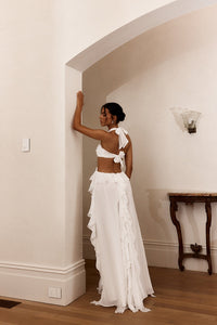 Ruffle Maxi Dress White