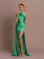 Silken Allure Backless Evening Dress