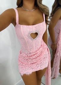 Love Heart  Mini Dress - Pink