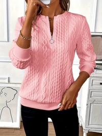 Minda | Women's Sweater with Zipper and Cable Knit