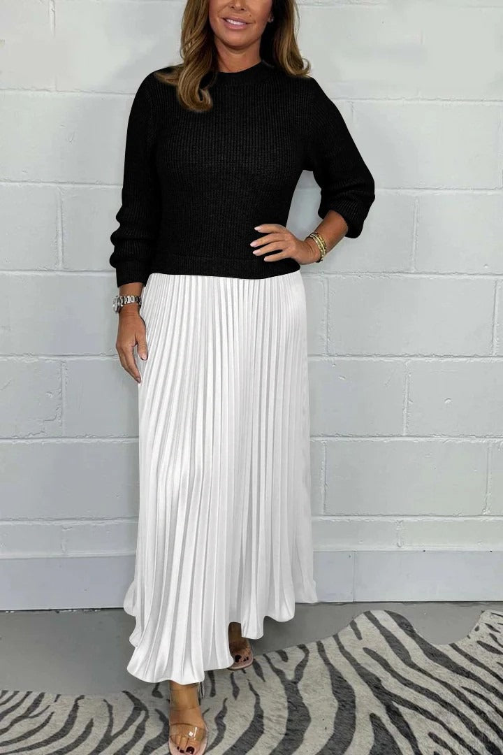 Amber | Maxi Dress with Sweater & Pleated Skirt