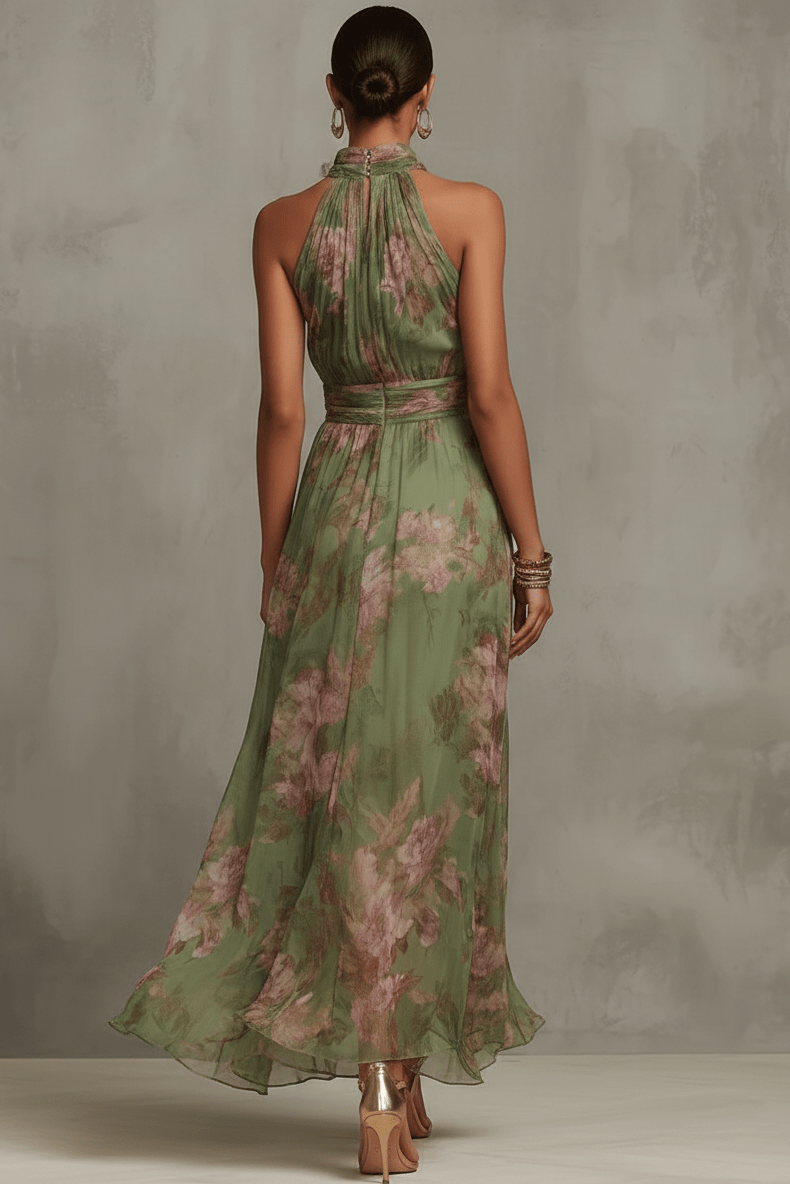 Avelisse – Floral Halter Maxi Dress