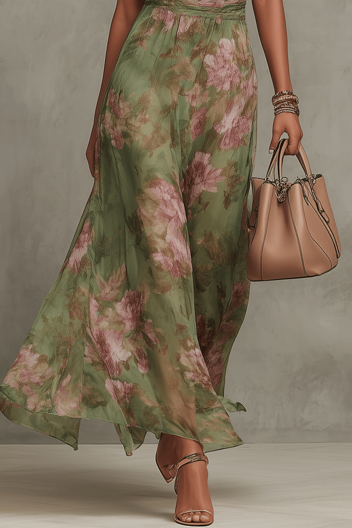 Avelisse – Floral Halter Maxi Dress