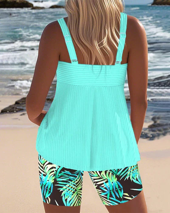 Daphne™ | Bright Ribbed Tankini Shorts