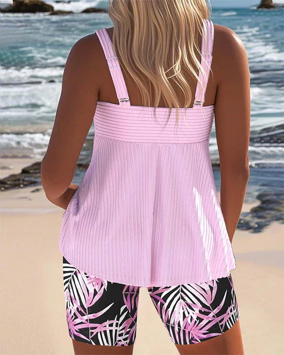 Daphne™ | Bright Ribbed Tankini Shorts