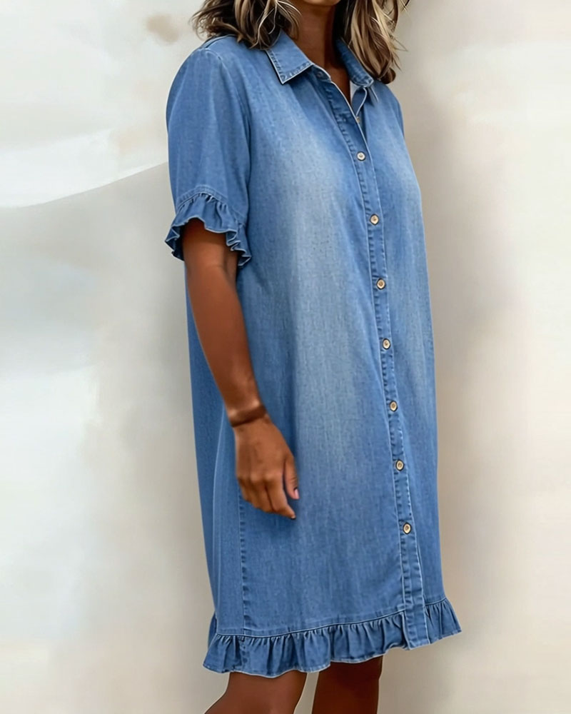 Aveline | Comfortable Denim Dress with Flattering Pleats