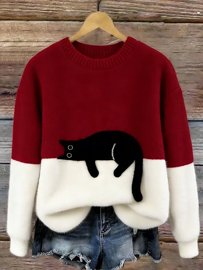 Luna | Women's Sweatshirt with Cat Pattern