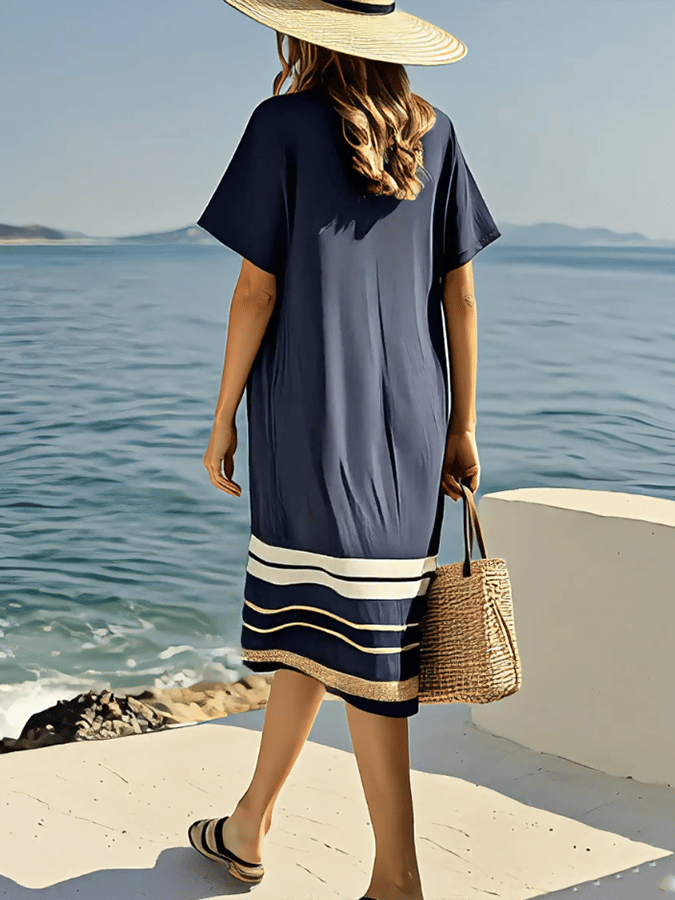 Women'S Loose Striped Print Dress