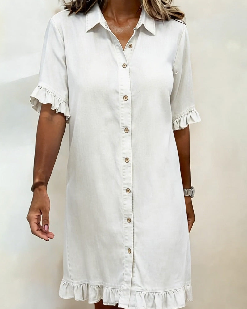 Aveline | Comfortable Denim Dress with Flattering Pleats