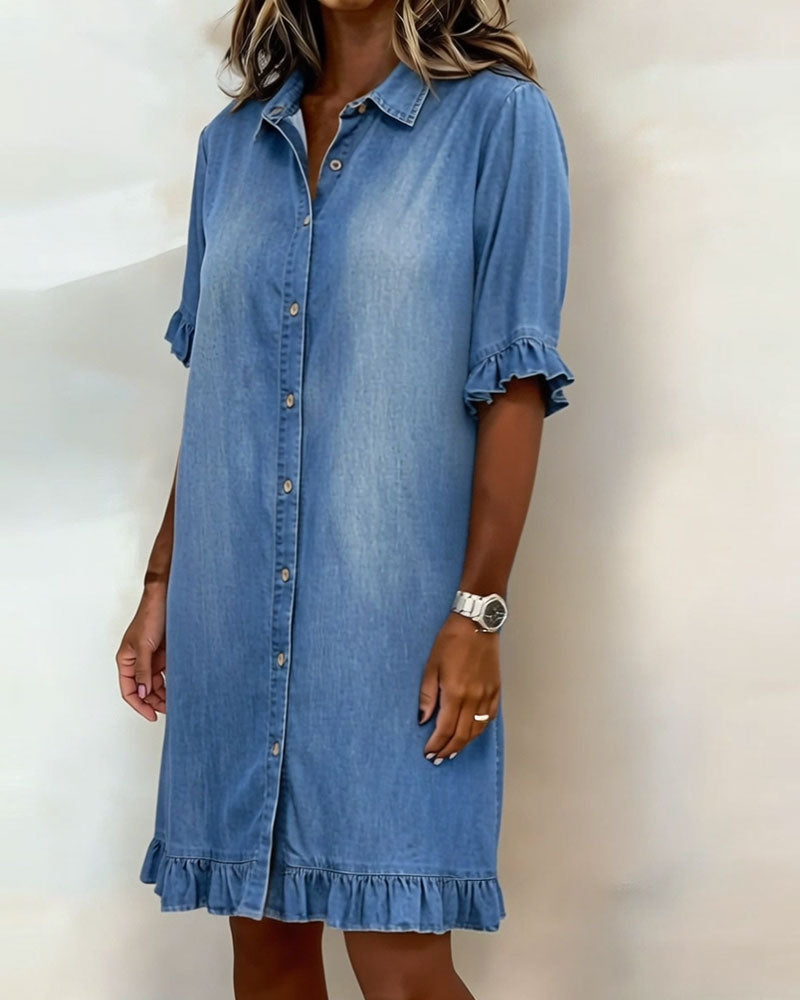 Aveline | Comfortable Denim Dress with Flattering Pleats