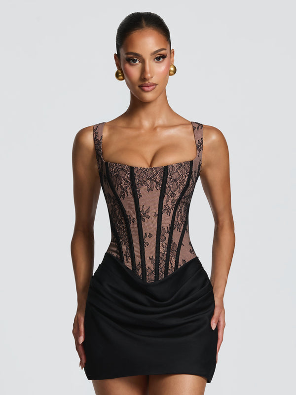 Emilia Mini Dress - Black Lace