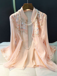 Elegant Lotus Pink Sleeve Loose Shirt