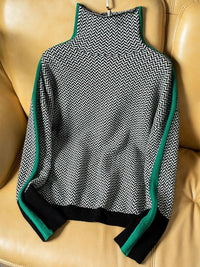 Marieke | Turtleneck Sweater with Striking Contrasting Stripes