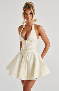Avery Mini Dress - Lemon Gingham