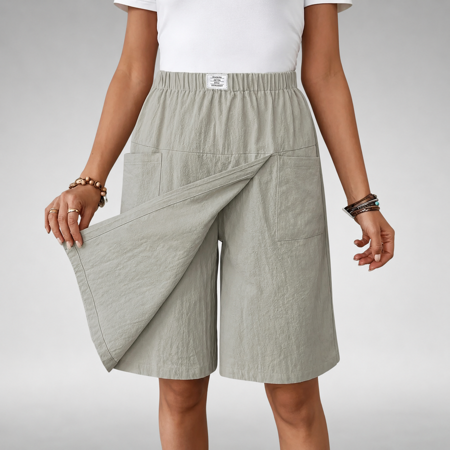 Anne High-Waist Comfort Shorts - Light Grey