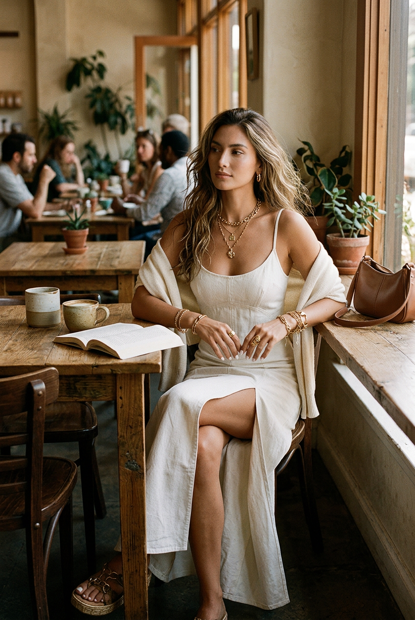 Elegant White Minimal Strappy Slit Maxi Dress