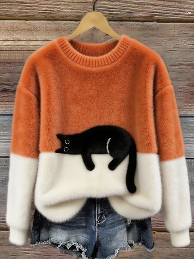 Luna | Women's Sweatshirt with Cat Pattern