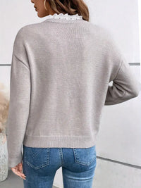 Céline | Chic Knitted Sweater with Elegant Lace Collar