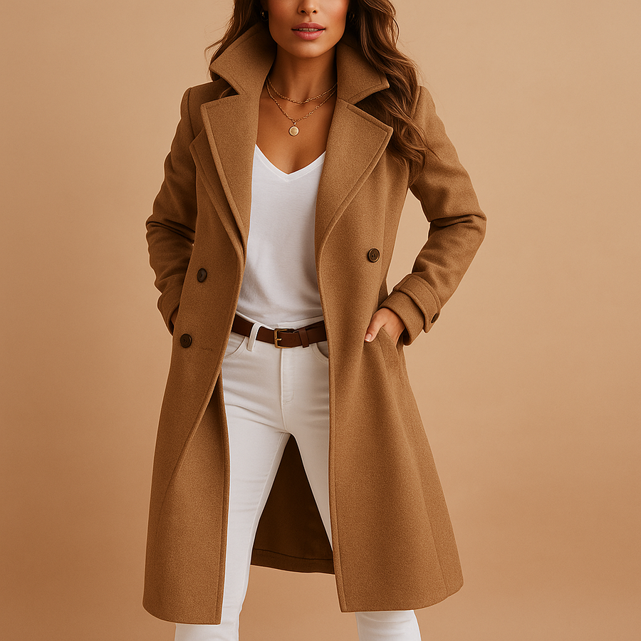 Macy | Elegant Long Coat with Buttons