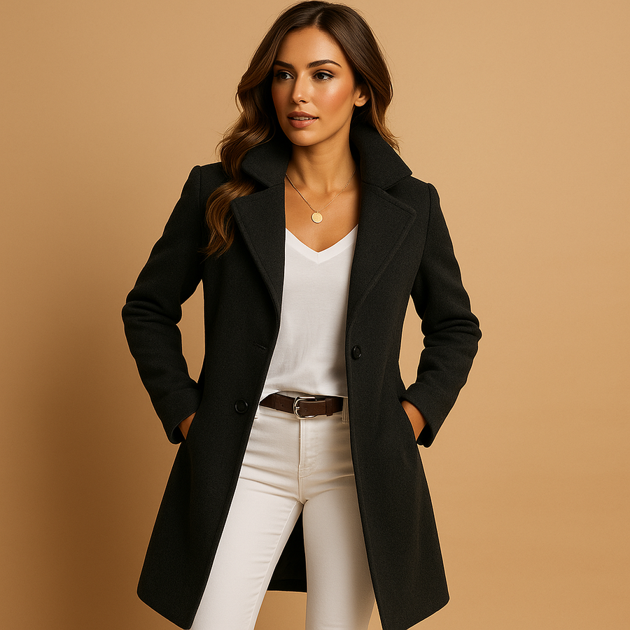 Macy | Elegant Long Coat with Buttons