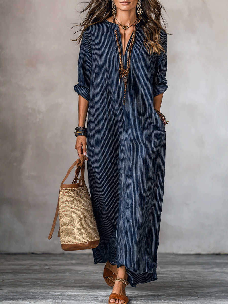 Nomadic Indigo Loose-Fit Maxi Dress