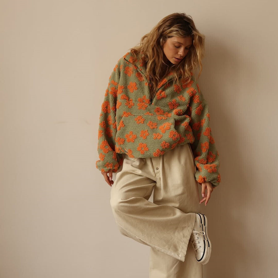Leo Melbourne™ | Warm Fleece Sweater with Floral Print