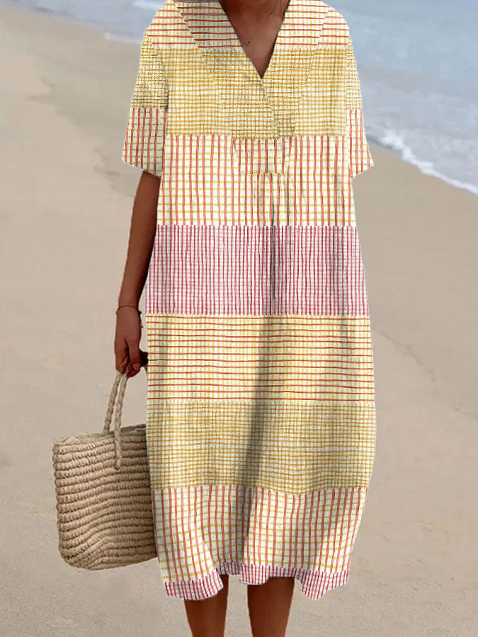 Women's Casual Plaid Loose Dress