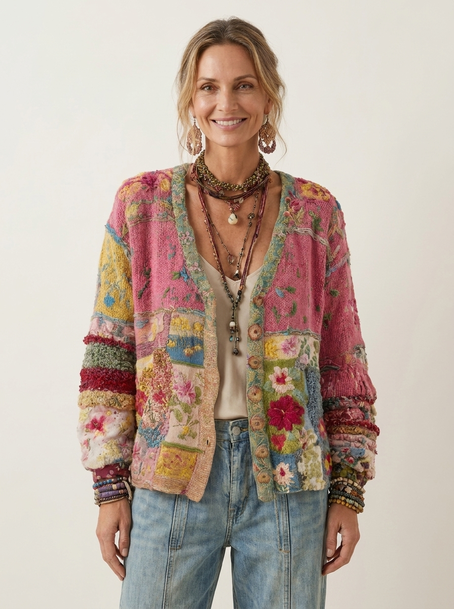 Alina | Patchwork Knit Cardigan