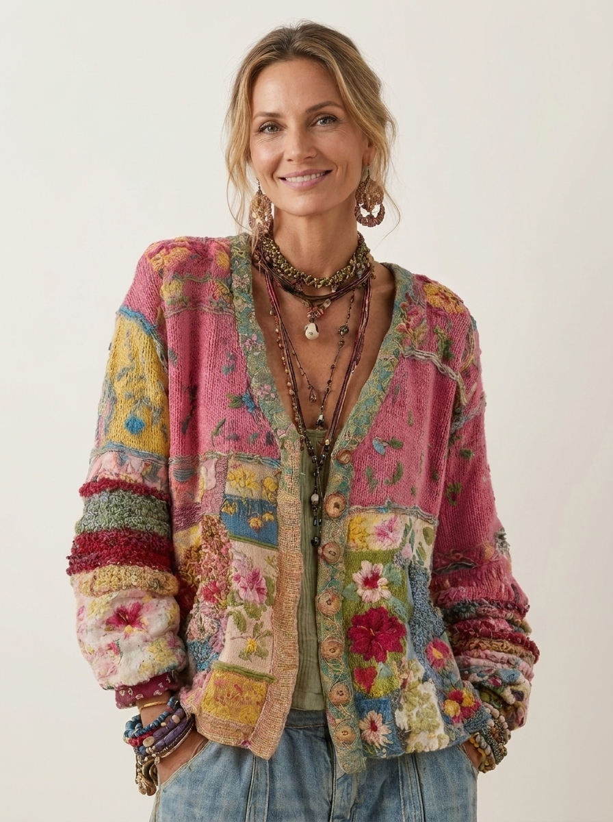 Alina | Patchwork Knit Cardigan