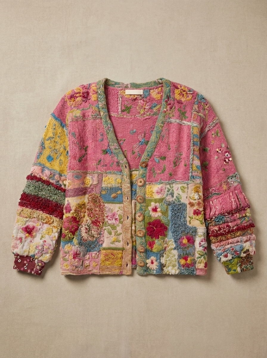 Alina | Patchwork Knit Cardigan