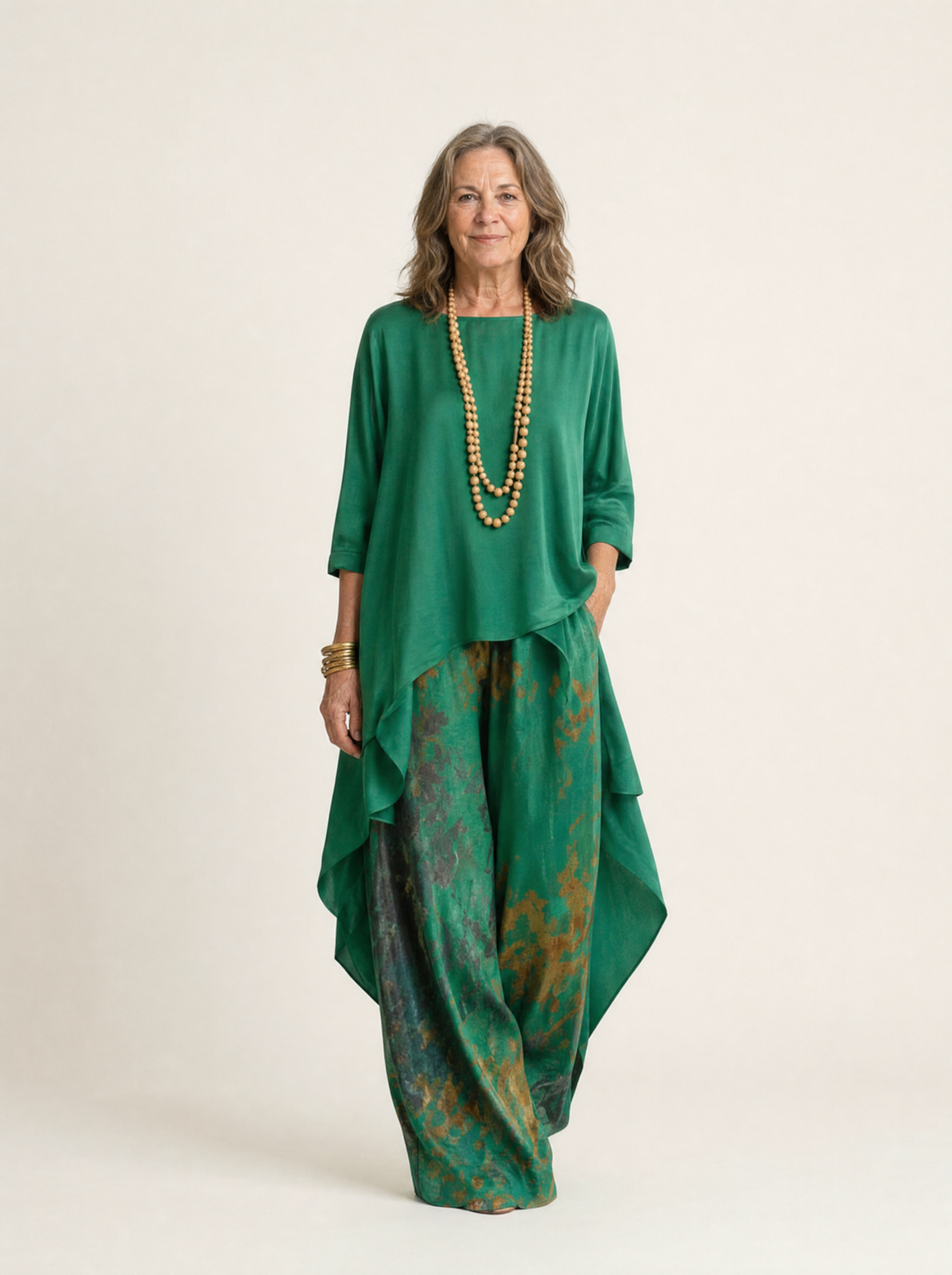 Cariola | Cotton-Silk Two-Piece Set with Asymmetric Tunic