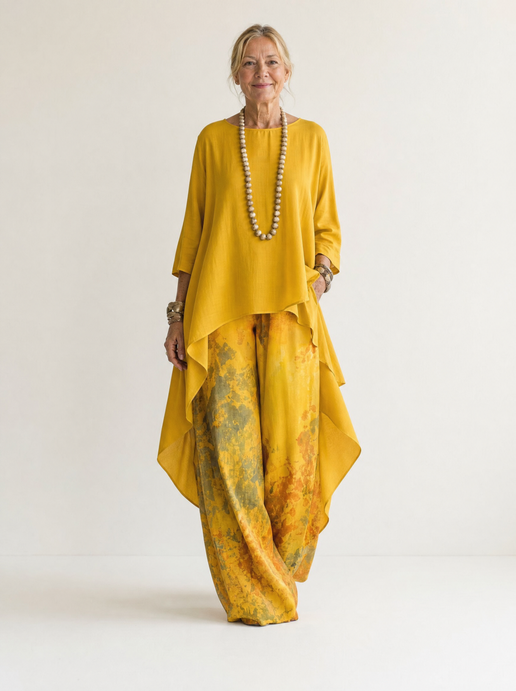 Cariola | Cotton-Silk Two-Piece Set with Asymmetric Tunic