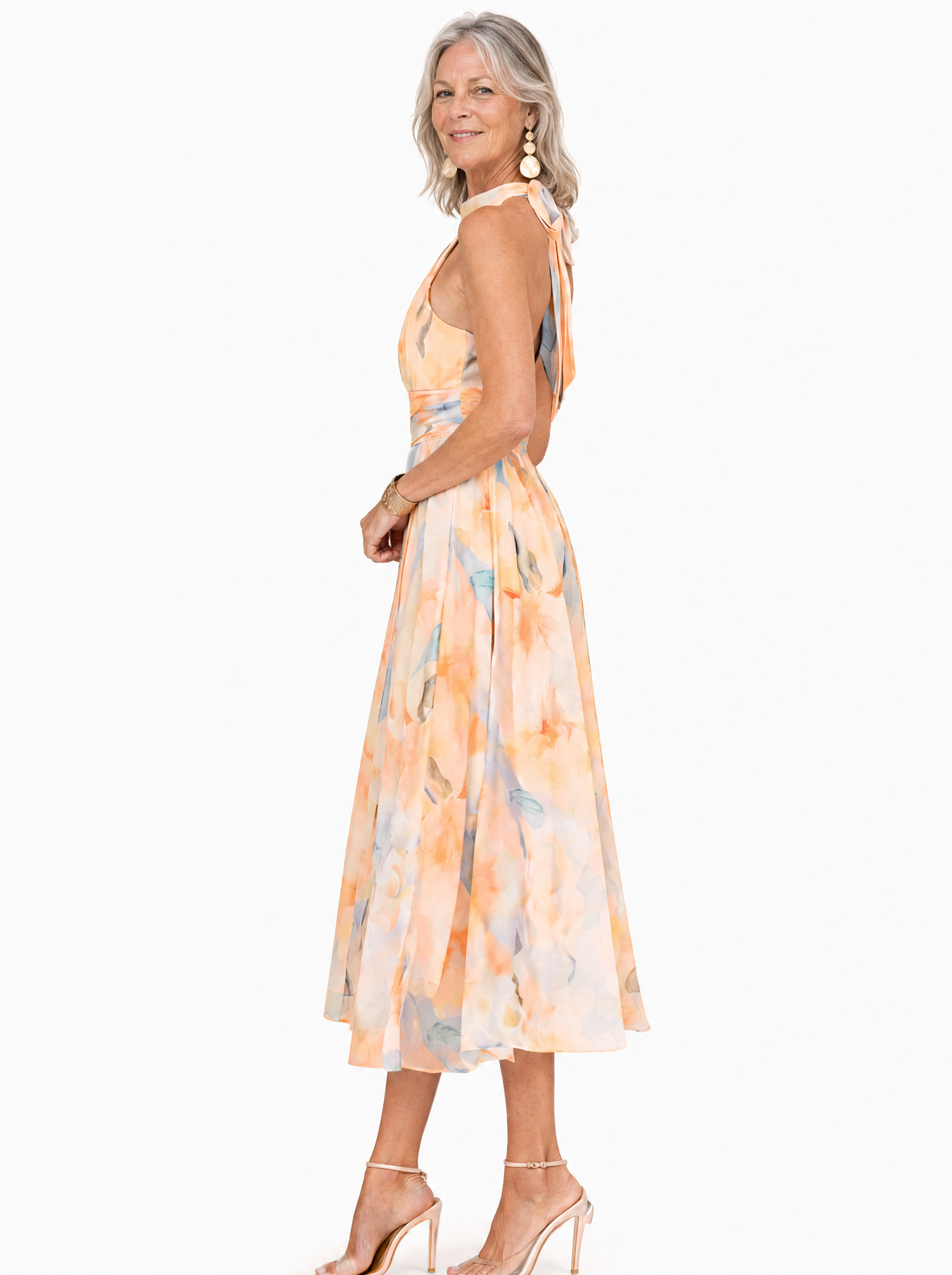 Aurora | Halter Neck Dress with Watercolor Print