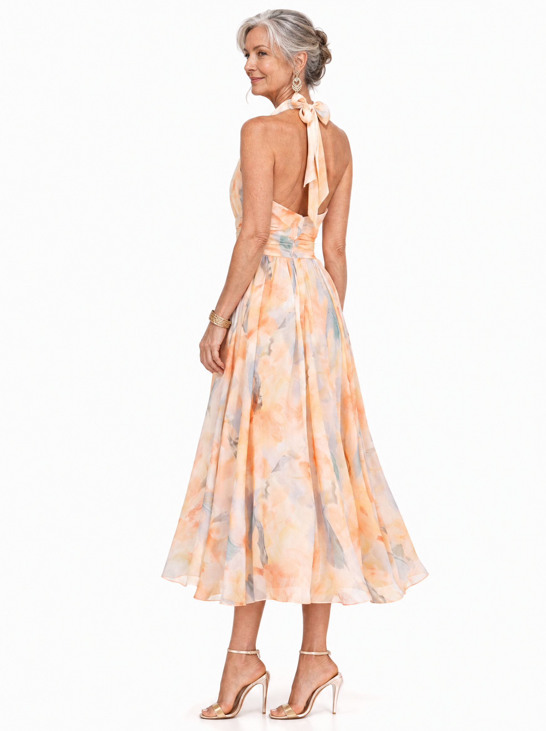 Aurora | Halter Neck Dress with Watercolor Print