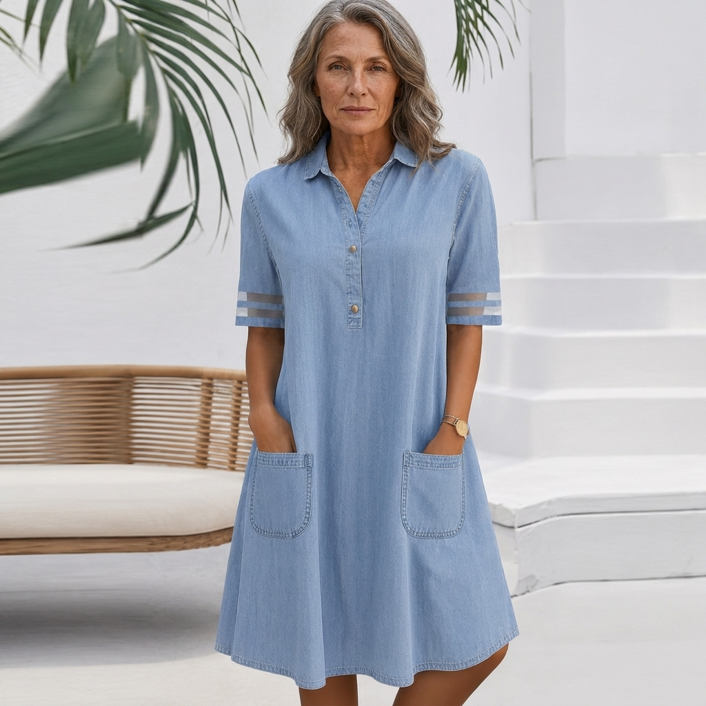 Brittany™ | Tummy-Camouflaging Denim-Look Shirt Dress