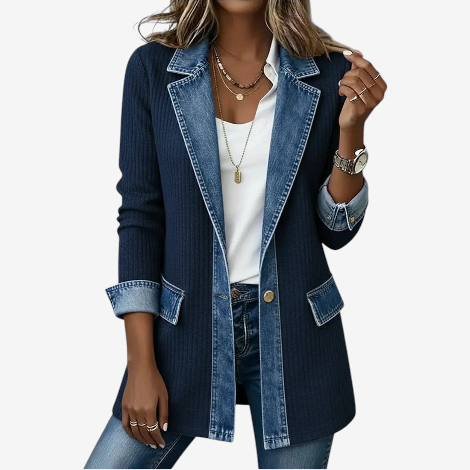 Emilia™ | Mixed Media Layered Jacket