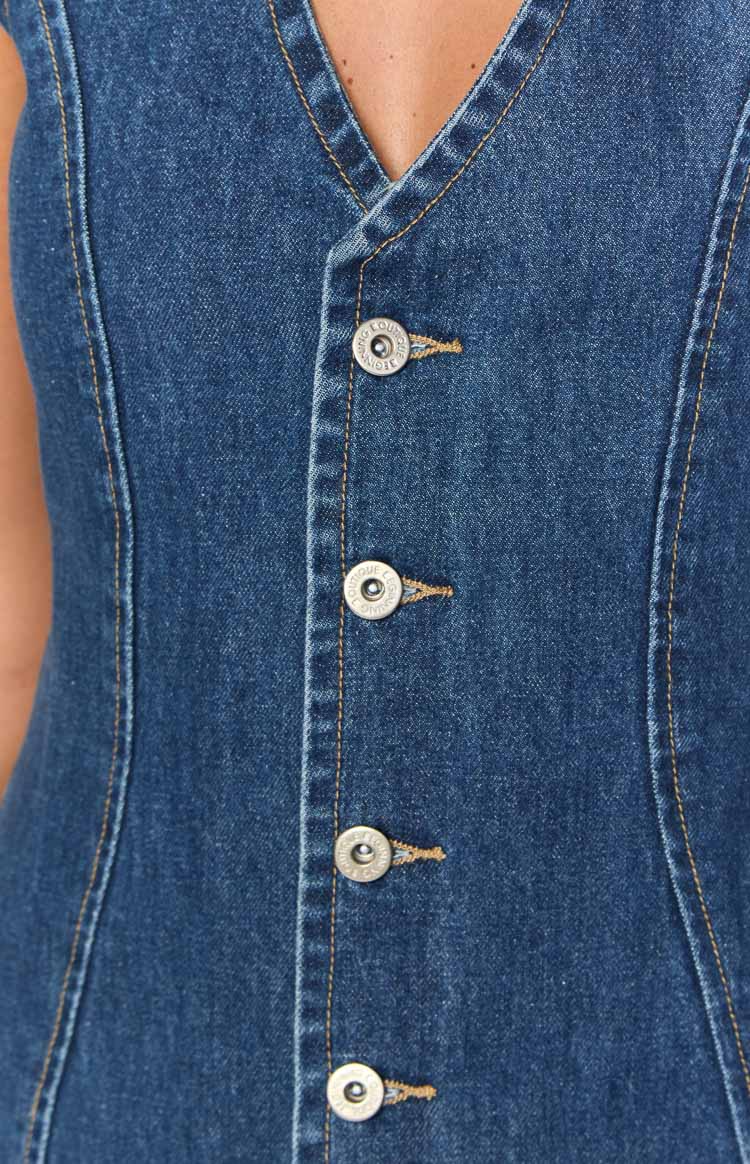 Ida dark washed denim mini dress