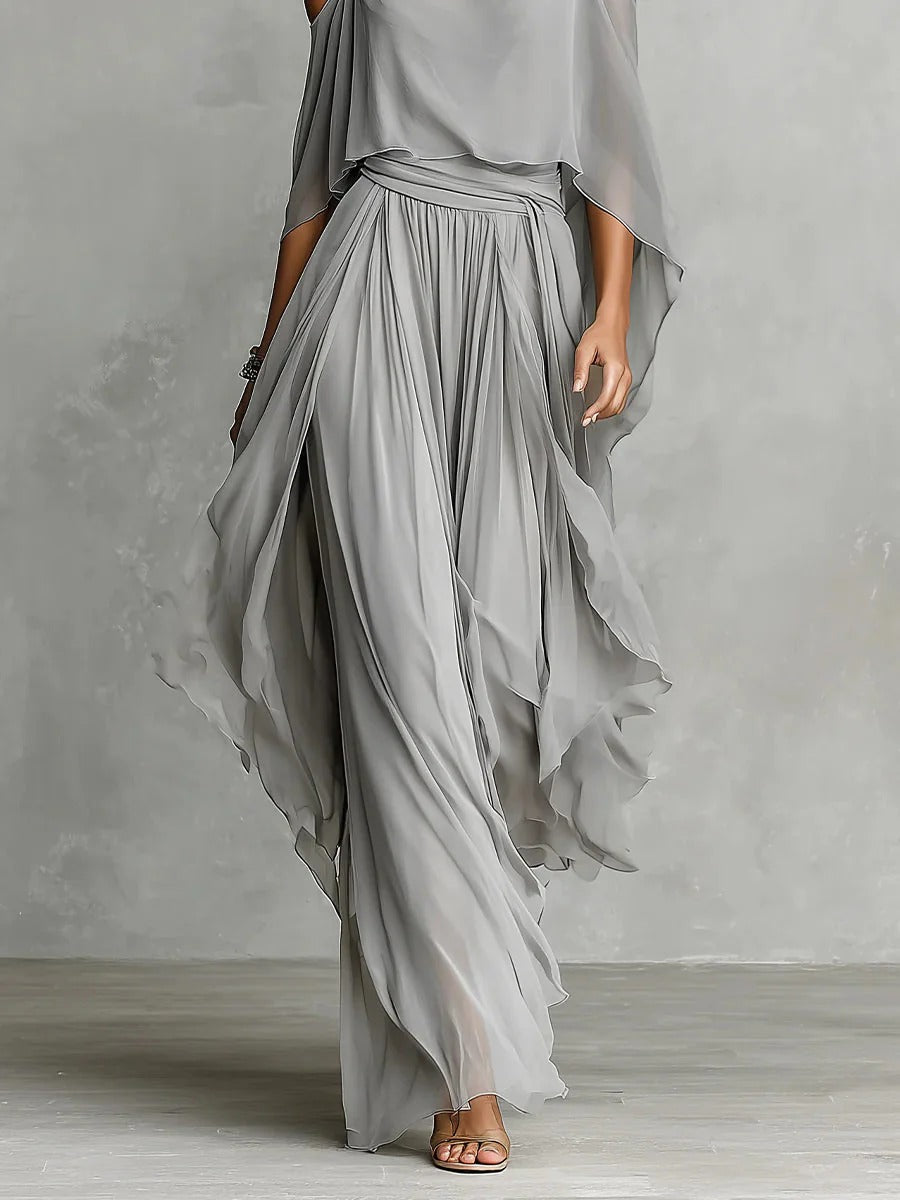 Renata | Gray Fluid Set with Strappy Top and Lightweight Pants