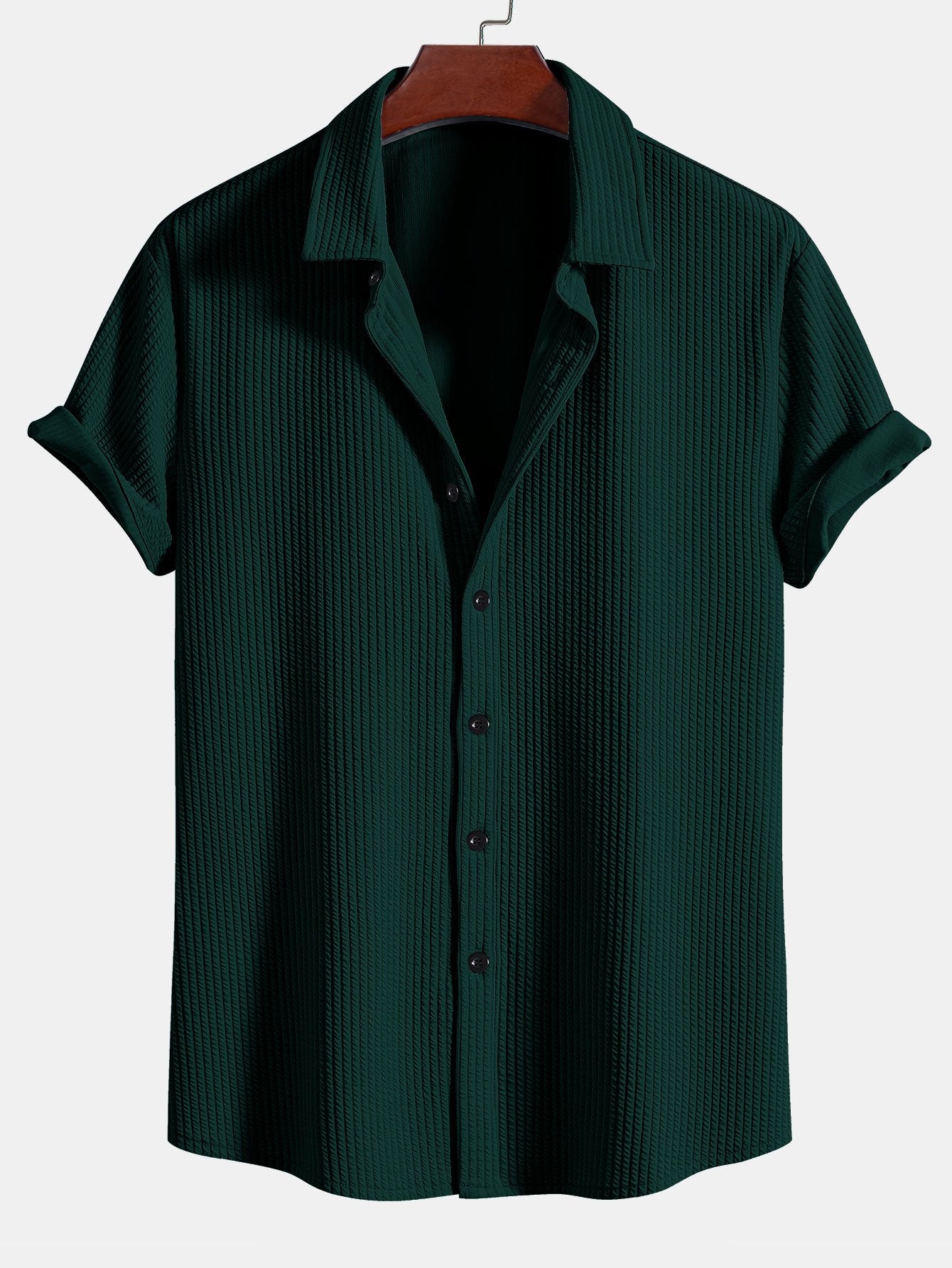 Muscle Ribbed Button-Up Shirt