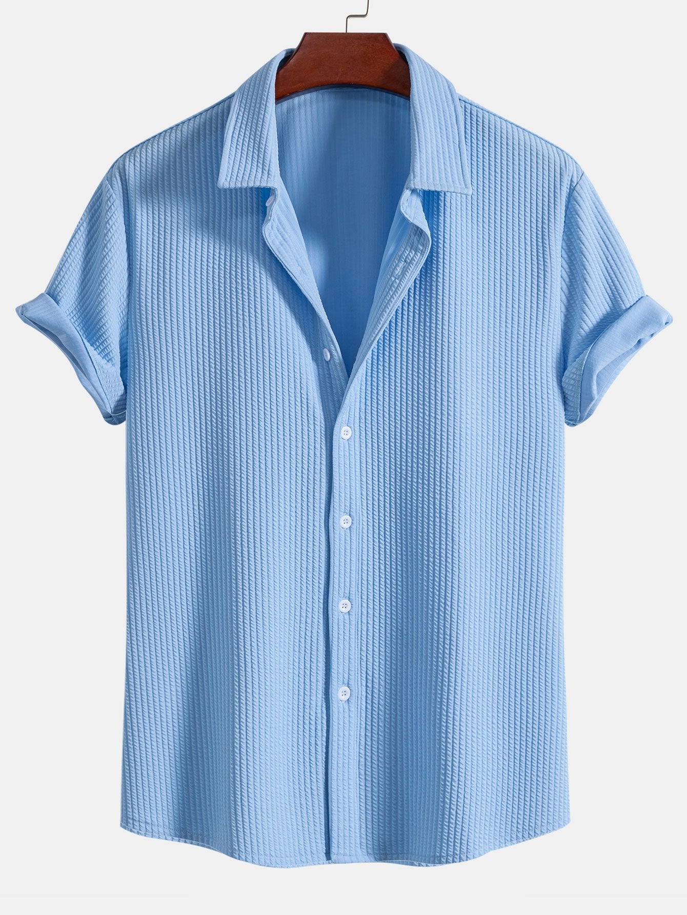 Muscle Ribbed Button-Up Shirt