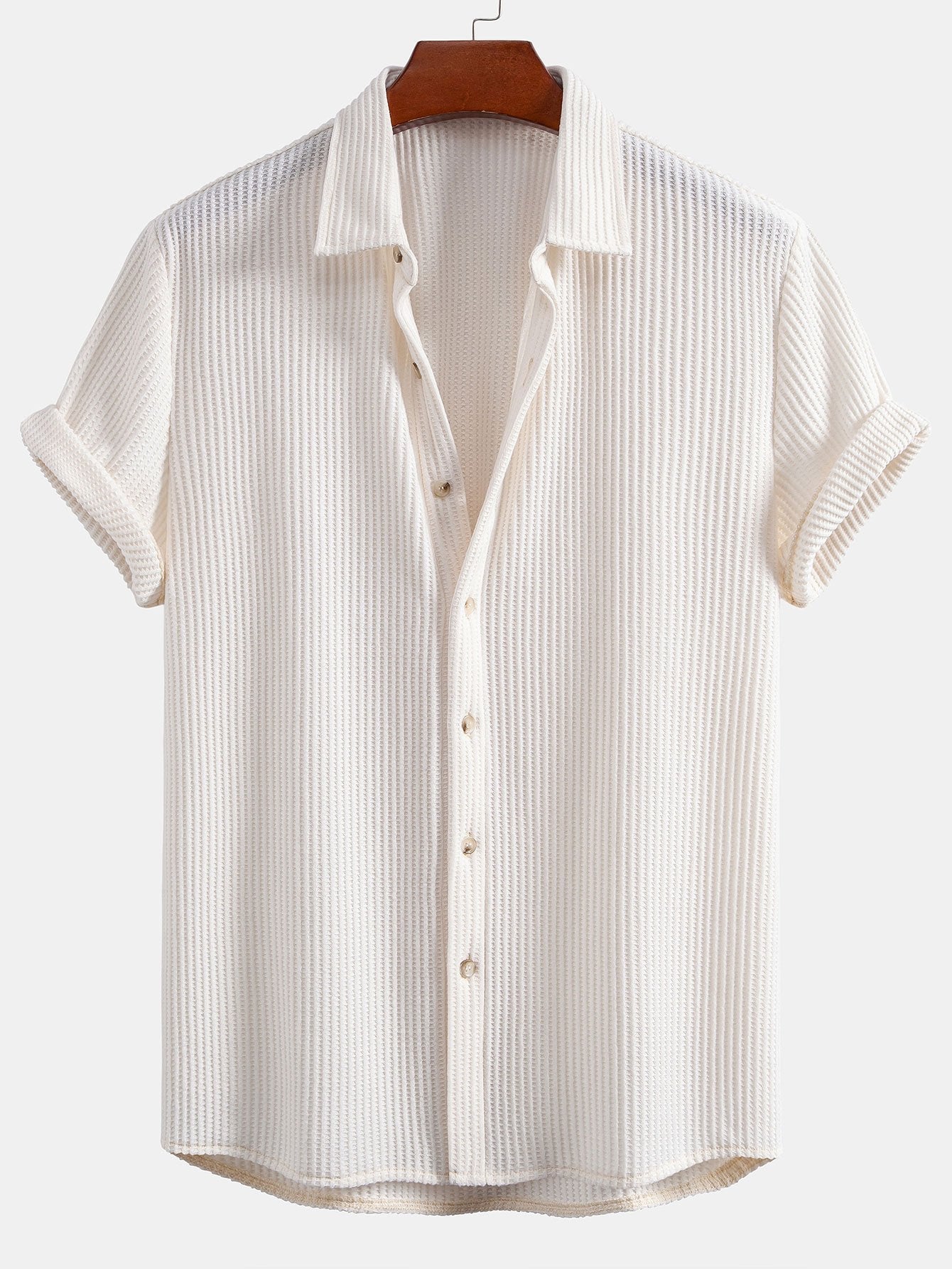 Button-Up Waffle Shirt