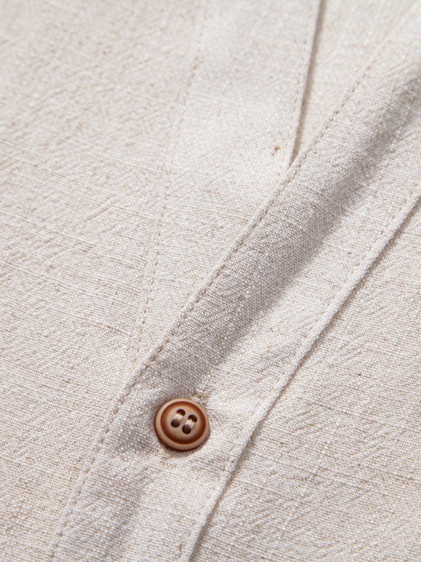 Linen and Rayon V-Neck Short Sleeve Shirt